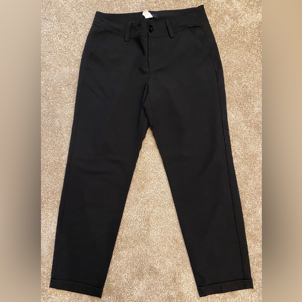Wms Black Slacks Pants Cropped